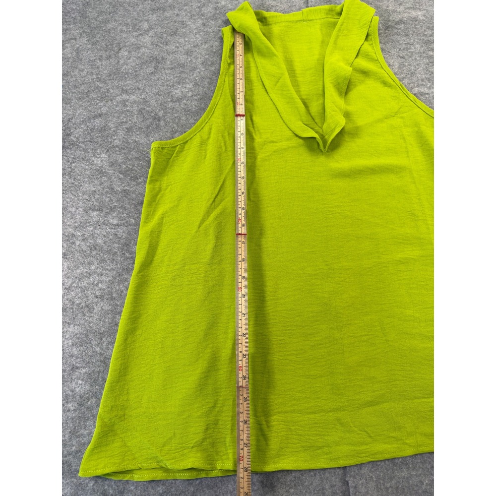 Unbranded Wide Leg Pants Women XL Lime Green Textured Elastic Waist Flowy - Picture 15 of 16